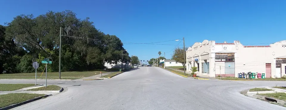 A streetscape in the Davenport Historic District, Florida.