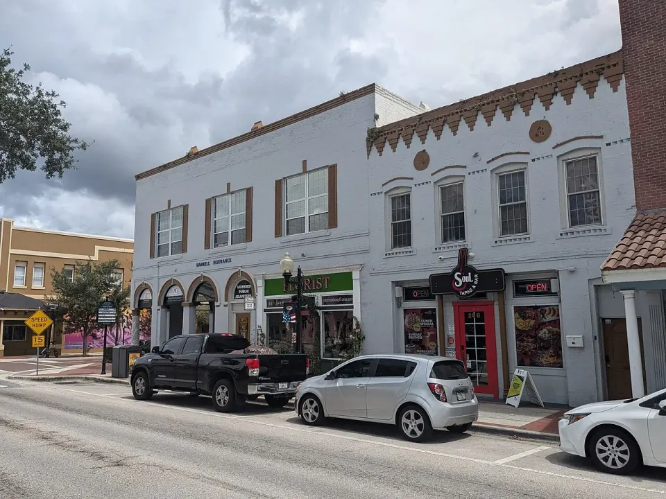 Buildings at 28 and 24 Broadway Avenue in downtown Kissimmee, Florida.